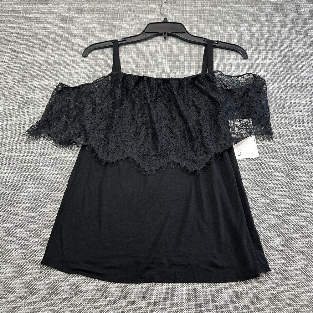 Bailey 44 Lace Off Shoulder Black‎ Top Small Romantic Goth Date Night USA New